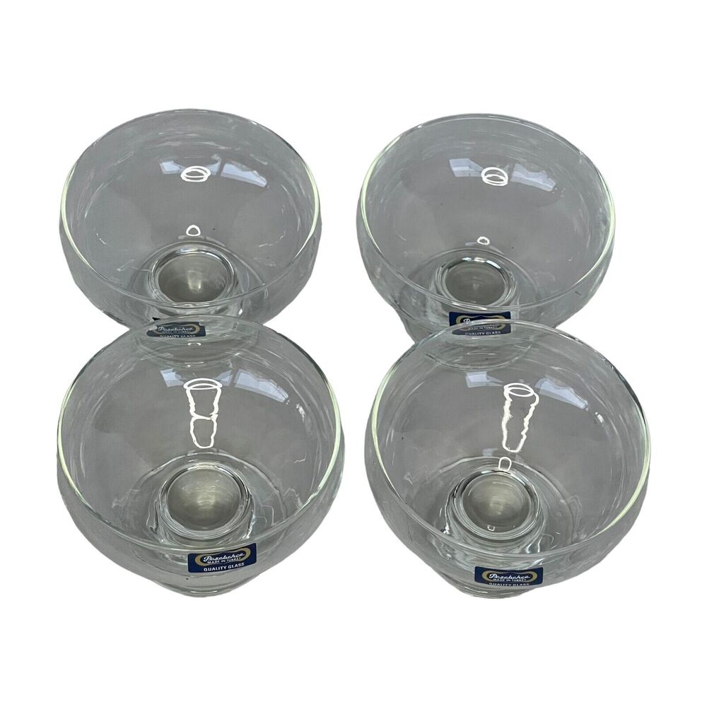 Vintage Pasabahce Turkey Clear Quality Glass Sherbet Ice Cream Bowls - Set of 4 - Picture 3 of 7